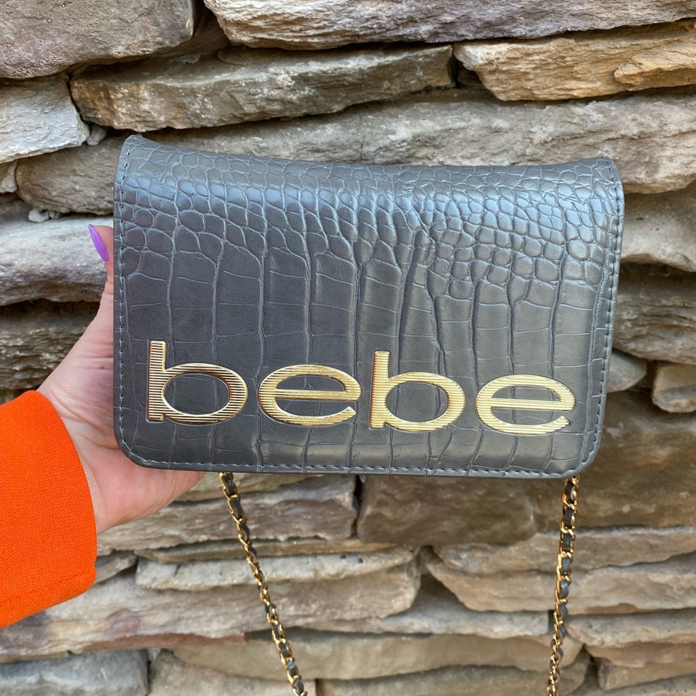Bebe Leona Croco Crossbody Bag